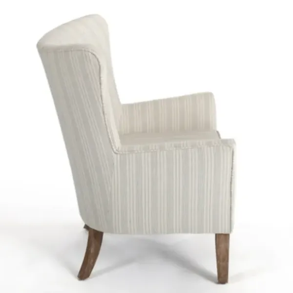 Accent Chairs-Kirkland's Home Light Blue Stripe Wingback Accent Chair White/Blue
