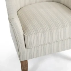 Accent Chairs-Kirkland's Home Light Blue Stripe Wingback Accent Chair White/Blue