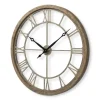 Clocks-Kirkland's Home Light Brown Carved Wooden Clock
