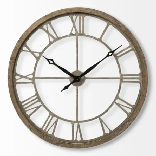 Clocks-Kirkland's Home Light Brown Carved Wooden Clock