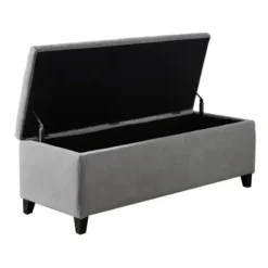 Benches & Ottomans-Kirkland's Home Light Button Tufted Storage Bench Gray