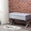 Benches & Ottomans-Kirkland's Home Light Button Tufted Storage Cross Leg Bench Gray