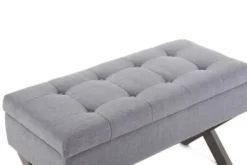 Benches & Ottomans-Kirkland's Home Light Button Tufted Storage Cross Leg Bench Gray