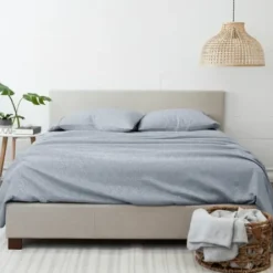 Bed Sheets-Kirkland's Home Light Chambray 4-Pc. Full Bed Sheet Set Blue