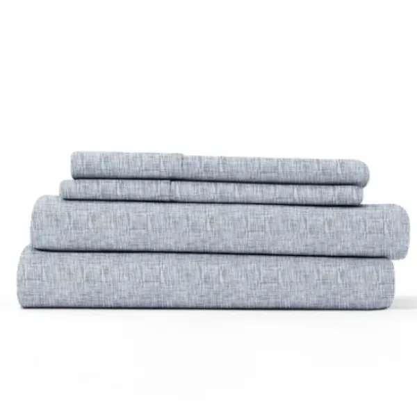 Bed Sheets-Kirkland's Home Light Chambray 4-Pc. Queen Bed Sheet Set Blue