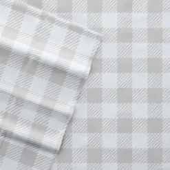 Bed Sheets-Kirkland's Home Light Gray Country Plaid 4-Pc. King Bed Sheet Set Gray/White