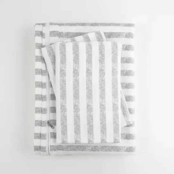Duvets-Kirkland's Home Light Gray Stripes 3-Pc. Twin Duvet Cover Set Gray/White