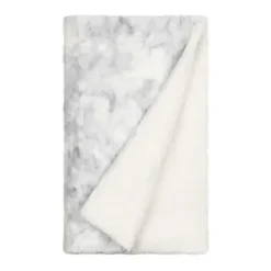 Blankets & Throws-Kirkland's Home Light Gray Tie Dye Faux Fur Throw Gray/White