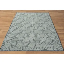 Outdoor Rugs-Kirkland's Home Light Gray Tile Motif Outdoor Area Rug, 5X7 Gray/White