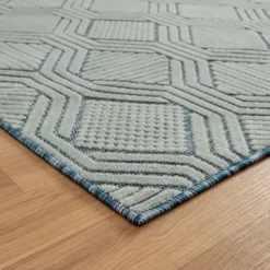 Outdoor Rugs-Kirkland's Home Light Gray Tile Motif Outdoor Area Rug, 5X7 Gray/White