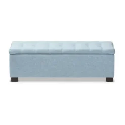 Benches & Ottomans-Kirkland's Home Light Grid Tufted Upholstered Ottoman Blue