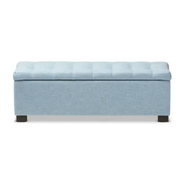 Benches & Ottomans-Kirkland's Home Light Grid Tufted Upholstered Ottoman Blue