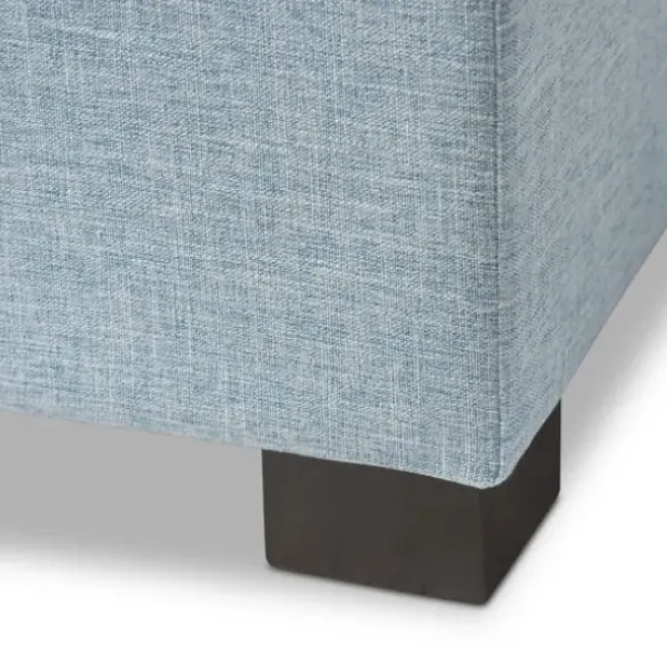 Benches & Ottomans-Kirkland's Home Light Grid Tufted Upholstered Ottoman Blue