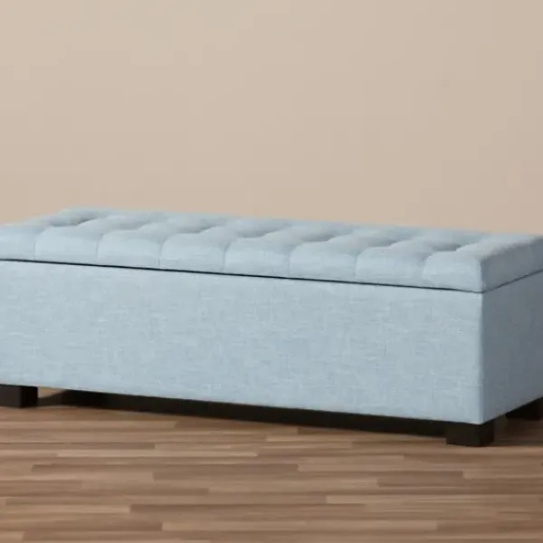 Benches & Ottomans-Kirkland's Home Light Grid Tufted Upholstered Ottoman Blue