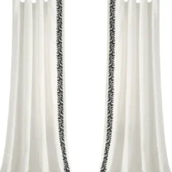 Curtains & Drapes-Kirkland's Home Light Linen Lace Curtain Panel Set, 84 In. Ivory