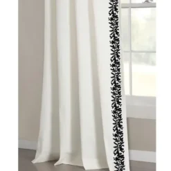 Curtains & Drapes-Kirkland's Home Light Linen Lace Curtain Panel Set, 84 In. Ivory