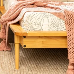 Beds & Headboards-Kirkland's Home Light Oak Modern Spindle Wooden Queen Bed Tan