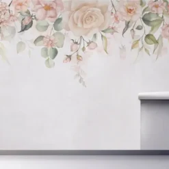 Wall Murals & Wall Decals-Kirkland's Home Light Pink Garden Peel And Stick Wall Mural Pink/White