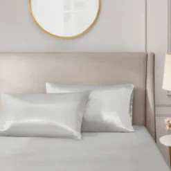Bed Sheets-Kirkland's Home Light Satin King 2-Pc. Pillow Case Set Gray