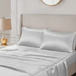 Bed Sheets-Kirkland's Home Light Satin Standard 2-Pc. Pillow Case Set Gray