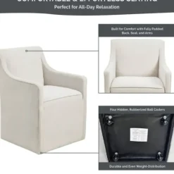 Dining Chairs-Kirkland's Home Light Slipcover Dining Chair With Casters Gray