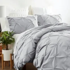 Duvets-Kirkland's Home Light Soft Pinch 3-Pc. Queen Duvet Cover Set Gray