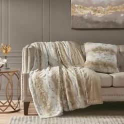 Pillows-Kirkland's Home Light Textured Faux Fur Pillow Brown