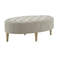 Benches & Ottomans-Kirkland's Home Light Tufted Button Martha Stewart Ottoman Gray