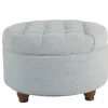Benches & Ottomans-Kirkland's Home Light Tufted Round Storage Ottoman Blue