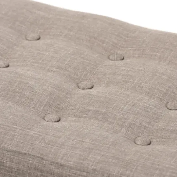 Benches & Ottomans-Kirkland's Home Light Tufted Walnut Wood Bench Gray