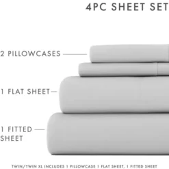 Bed Sheets-Kirkland's Home Light Ultra Soft 3-Pc. Twin Xl Sheet Set Gray