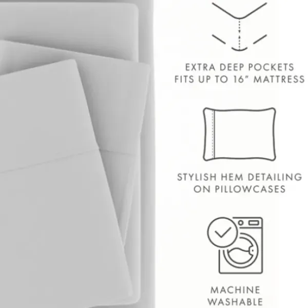 Bed Sheets-Kirkland's Home Light Ultra Soft 3-Pc. Twin Xl Sheet Set Gray