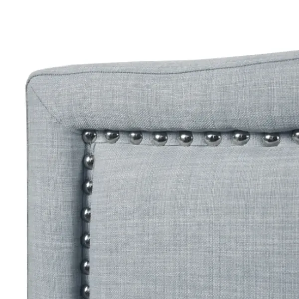 Beds & Headboards-Kirkland's Home Light Upholstered Nailhead King Headboard Blue