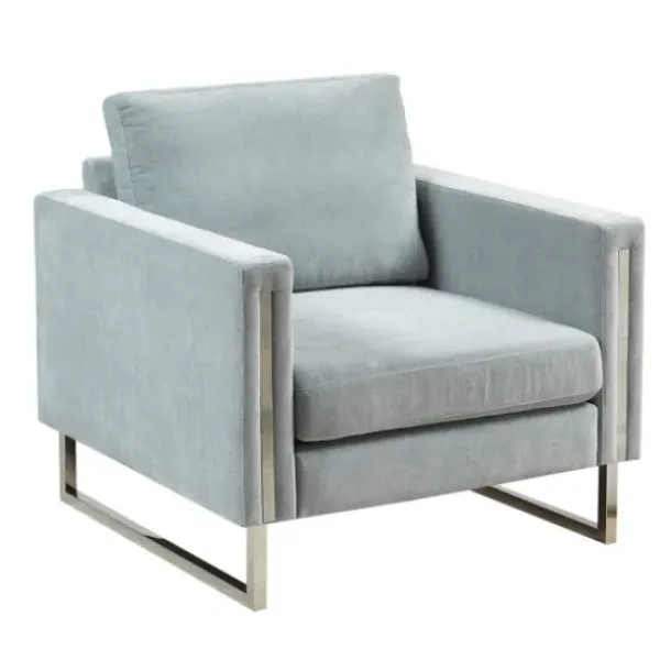 Accent Chairs-Kirkland's Home Light Velvet And Chrome Accent Chair Green