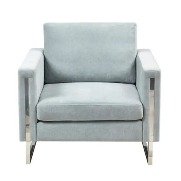 Accent Chairs-Kirkland's Home Light Velvet And Chrome Accent Chair Green