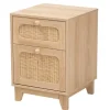 Nightstands-Kirkland's Home Light Wood And Cane Accent Nightstand Brown