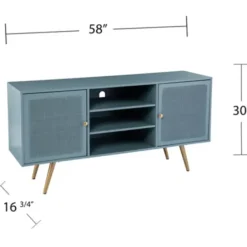 Tv Stands & Media Consoles-Kirkland's Home Light Wood And Cane Media Cabinet Blue