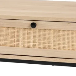 Coffee Tables-Kirkland's Home Light Wood And Rat 2-Drawer Coffee Table Tan