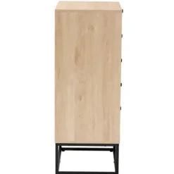 Dressers & Chests-Kirkland's Home Light Wood And Rat 5-Drawer Chest Tan