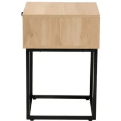 Nightstands-Kirkland's Home Light Wood And Rat Square Nights D Tan