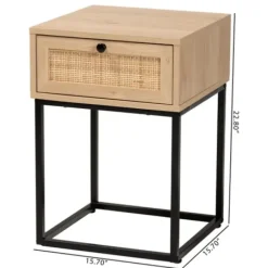 Nightstands-Kirkland's Home Light Wood And Rat Square Nights D Tan