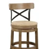 Bar Stools & Counter Height Stools-Kirkland's Home Light Wood And Seagrass Swivel Counter Stool Brown