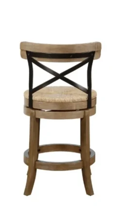 Bar Stools & Counter Height Stools-Kirkland's Home Light Wood And Seagrass Swivel Counter Stool Brown