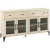 Cabinets & Sideboards-Kirkland's Home Light Wood Fluted Glass Doors Sideboard Tan