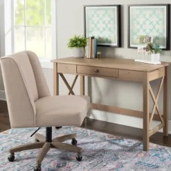 Office Furniture-Kirkland's Home Light Wood X-Sides Desk Brown