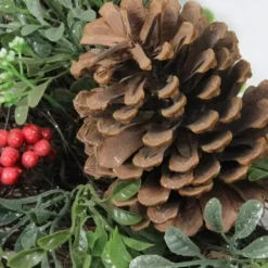 Wreaths-Kirkland's Home Lightly Frosted Cedar And Red Berry Wreath Green/Red/Brown