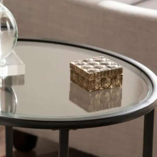 Accent & End Tables-Kirkland's Home Lila Glass And Metal Oval Accent Table Black