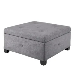 Benches & Ottomans-Kirkland's Home Lila Tufted Charcoal Storage Ottoman Gray