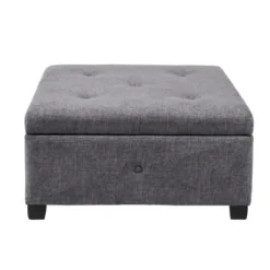 Benches & Ottomans-Kirkland's Home Lila Tufted Charcoal Storage Ottoman Gray