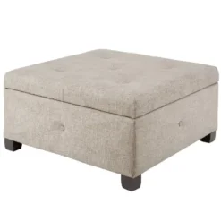 Benches & Ottomans-Kirkland's Home Lila Tufted Sand Storage Ottoman Tan